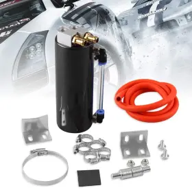 Ryanstar Racing Occ019 Universal Aluminum Engine Oil Catch Tank Can Kit Turbo Reservoir Black