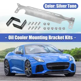 X Autohaux 723115659344 Car Oil Cooler Mounting Bracket Silver Tone Set Of 1