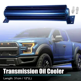 X Autohaux 745060326379 1 Set Car Transmission Oil Cooler 12 Inch Finned Double Pass With 1/4 Npt Blue
