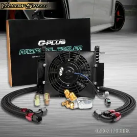 02egz1703hbk Yellowspeed 15 Row Fit For Engine Transmission Oil Cooler Thermostat Adaptor 7 Inch Cooling Fan