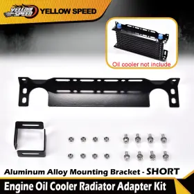 Yew26074 Yellowspeed 1 Set 340mm Aluminum Bracket Engine Oil Cooler Radiator Adapter Black Short