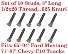 (ten) 1" Longer Than Stock Length Wheel Stud Bolt 65-04 Ford Mustang C10 New. Price: $50.04.